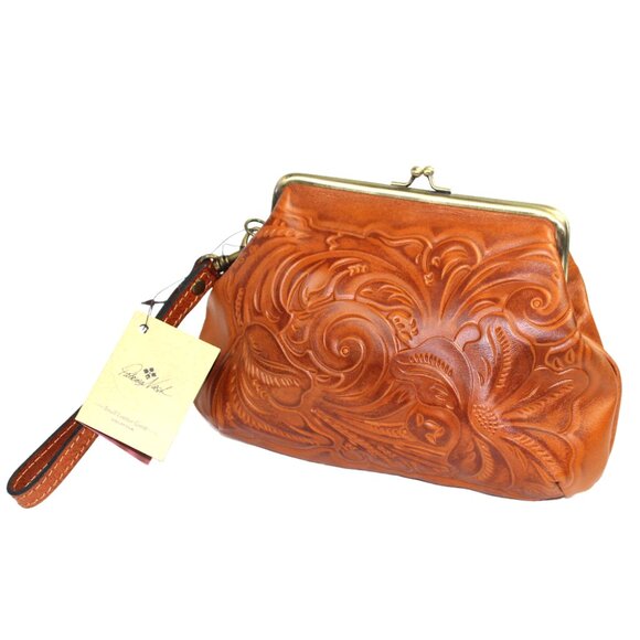 Patricia Nash Savena Burnished Tooled Golden Brown Leather Clutch Wristlet (NWT) - Picture 3 of 7